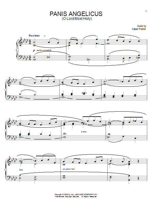 César Franck Panis Angelicus (O Lord Most Holy) sheet music notes and chords arranged for Tenor Sax Solo