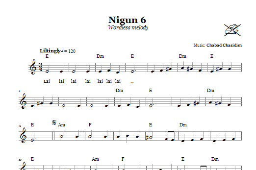 Chabad Chasidim Nigun 6 (Wordless Melody) sheet music notes and chords arranged for Lead Sheet / Fake Book