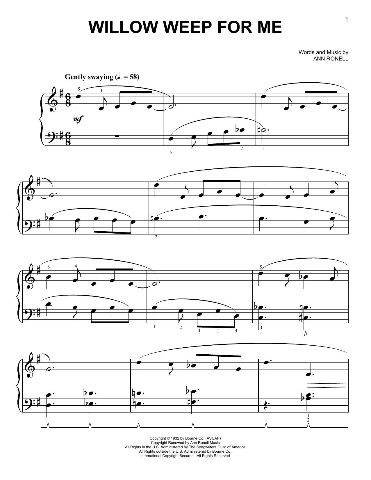 Chad & Jeremy Willow Weep For Me [Classical version] (arr. Phillip Keveren) sheet music notes and chords arranged for Easy Piano