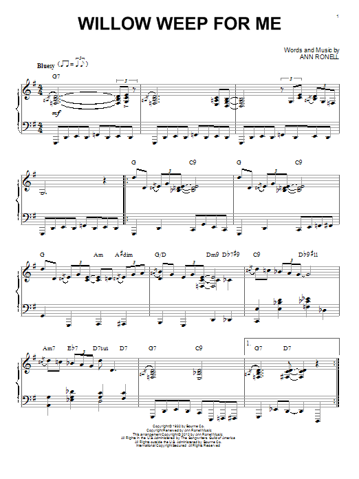 Chad & Jeremy Willow Weep For Me [Jazz version] (arr. Brent Edstrom) sheet music notes and chords arranged for Piano Solo