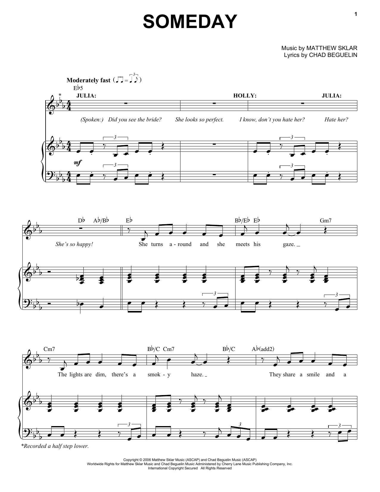 Chad Beguelin Someday (from The Wedding Singer) sheet music notes and chords arranged for Piano & Vocal