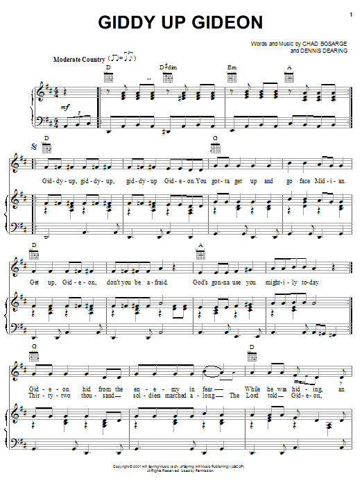 Chad Bosarge Giddy Up Gideon sheet music notes and chords arranged for Piano, Vocal & Guitar Chords (Right-Hand Melody)