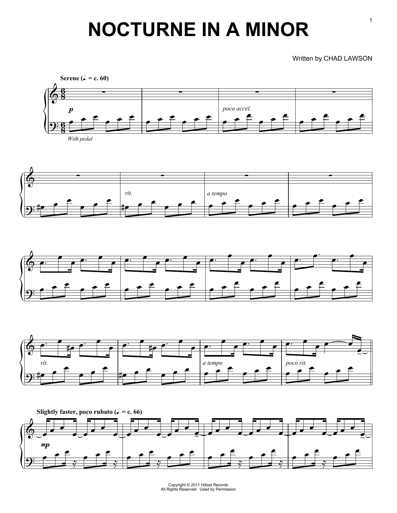 Chad Lawson Nocturne In A Minor sheet music notes and chords arranged for Piano Solo