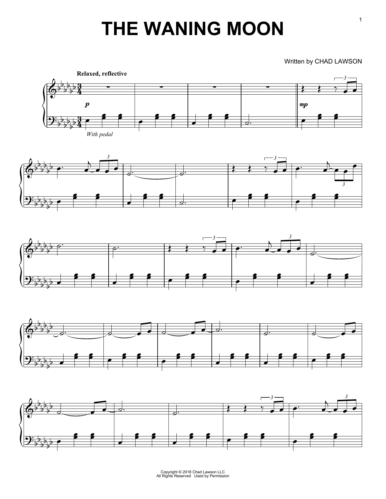 Chad Lawson The Waning Moon sheet music notes and chords arranged for Piano Solo