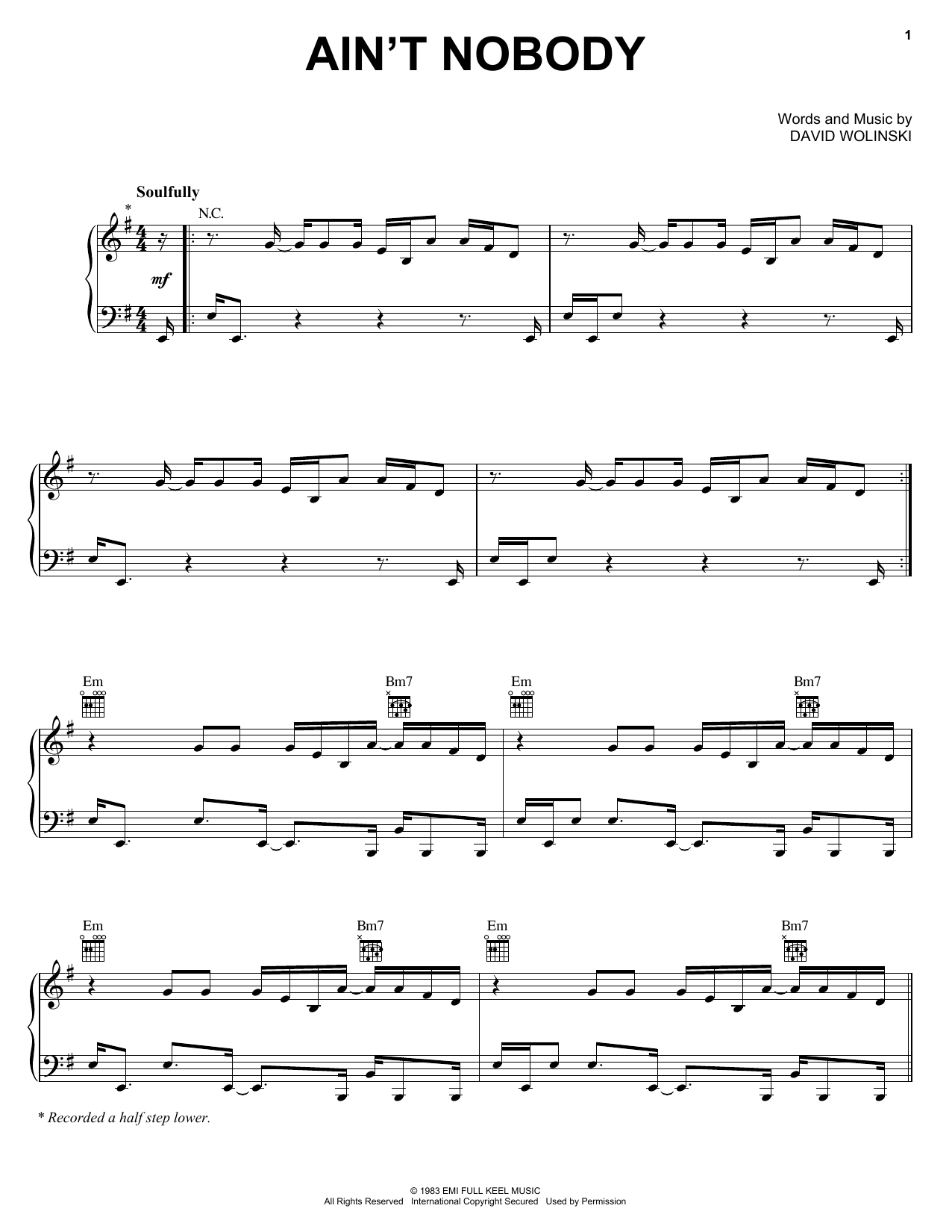 Chaka Khan Ain't Nobody sheet music notes and chords arranged for Easy Piano