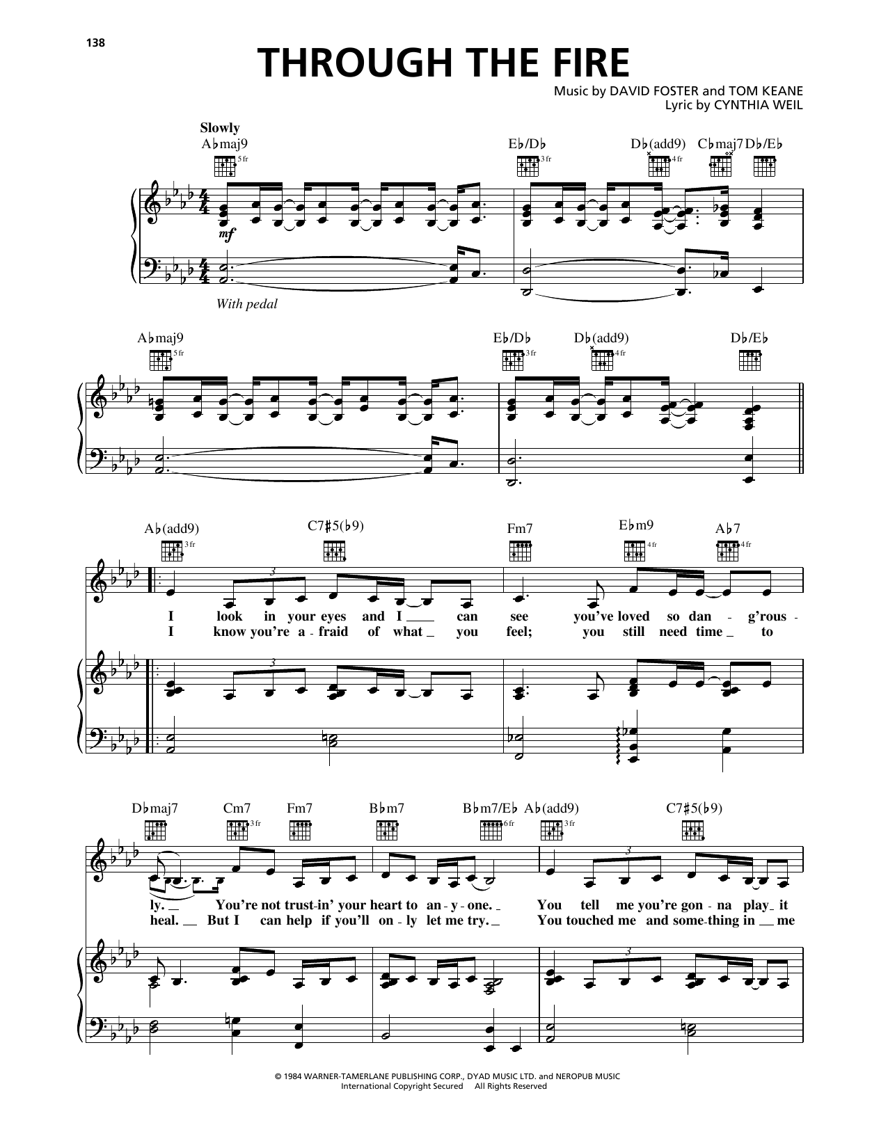 Chaka Khan Through The Fire sheet music notes and chords arranged for Piano, Vocal & Guitar Chords (Right-Hand Melody)