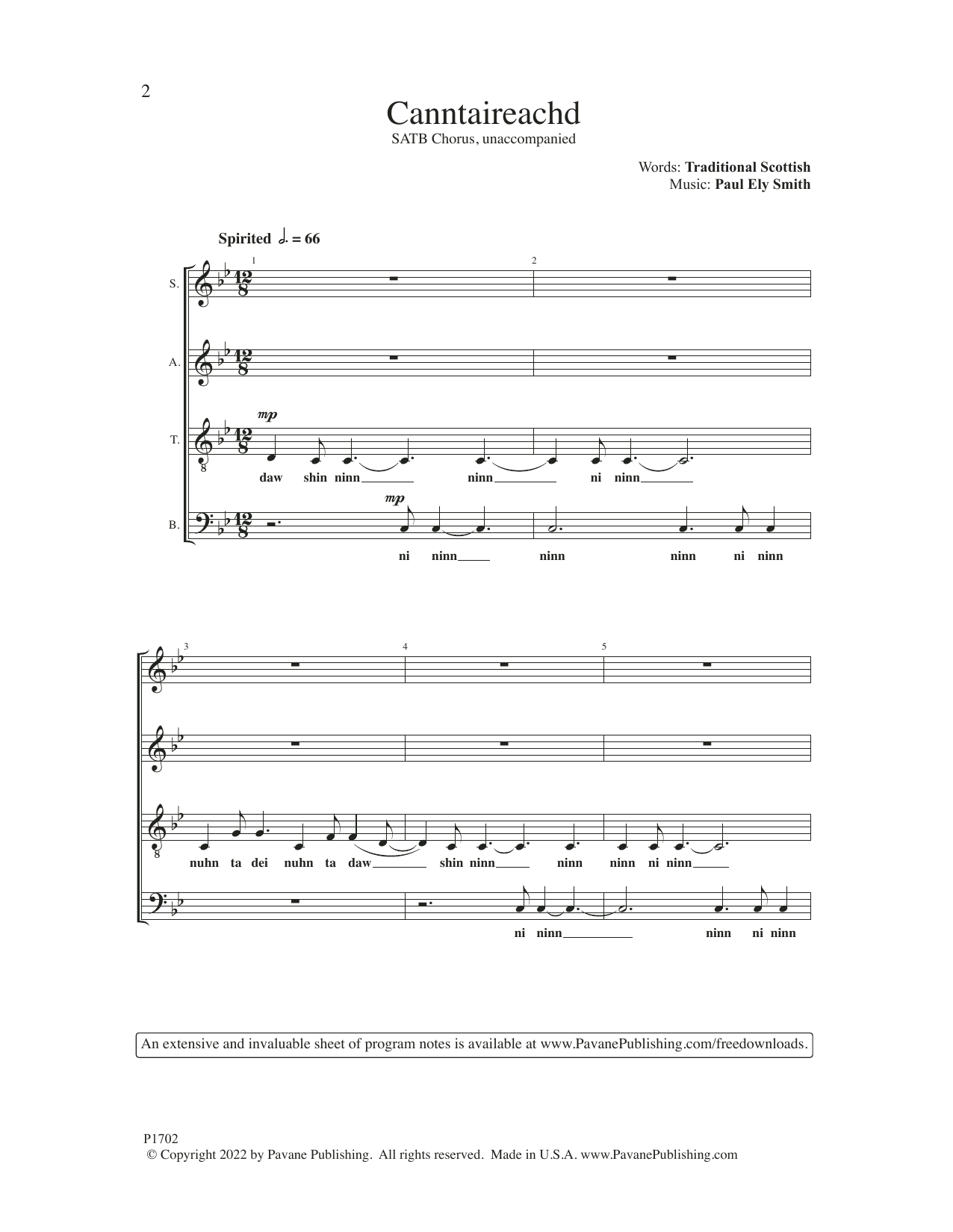 Chanticleer Canntaireachd sheet music notes and chords arranged for SATB Choir