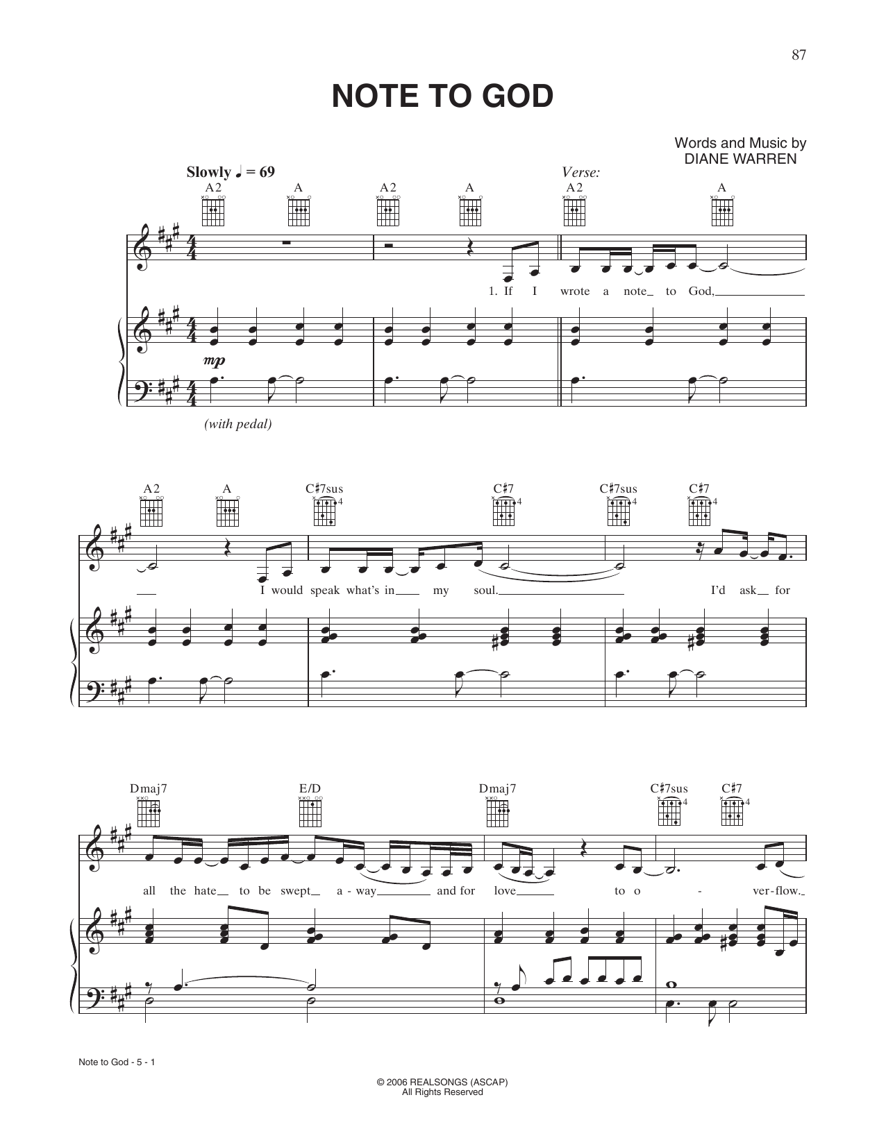 Charice Note To God sheet music notes and chords arranged for Piano, Vocal & Guitar Chords (Right-Hand Melody)