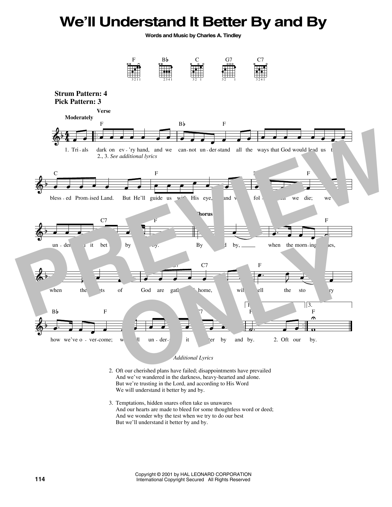 Charles A. Tindley We'll Understand It Better By And By sheet music notes and chords arranged for Piano, Vocal & Guitar Chords (Right-Hand Melody)