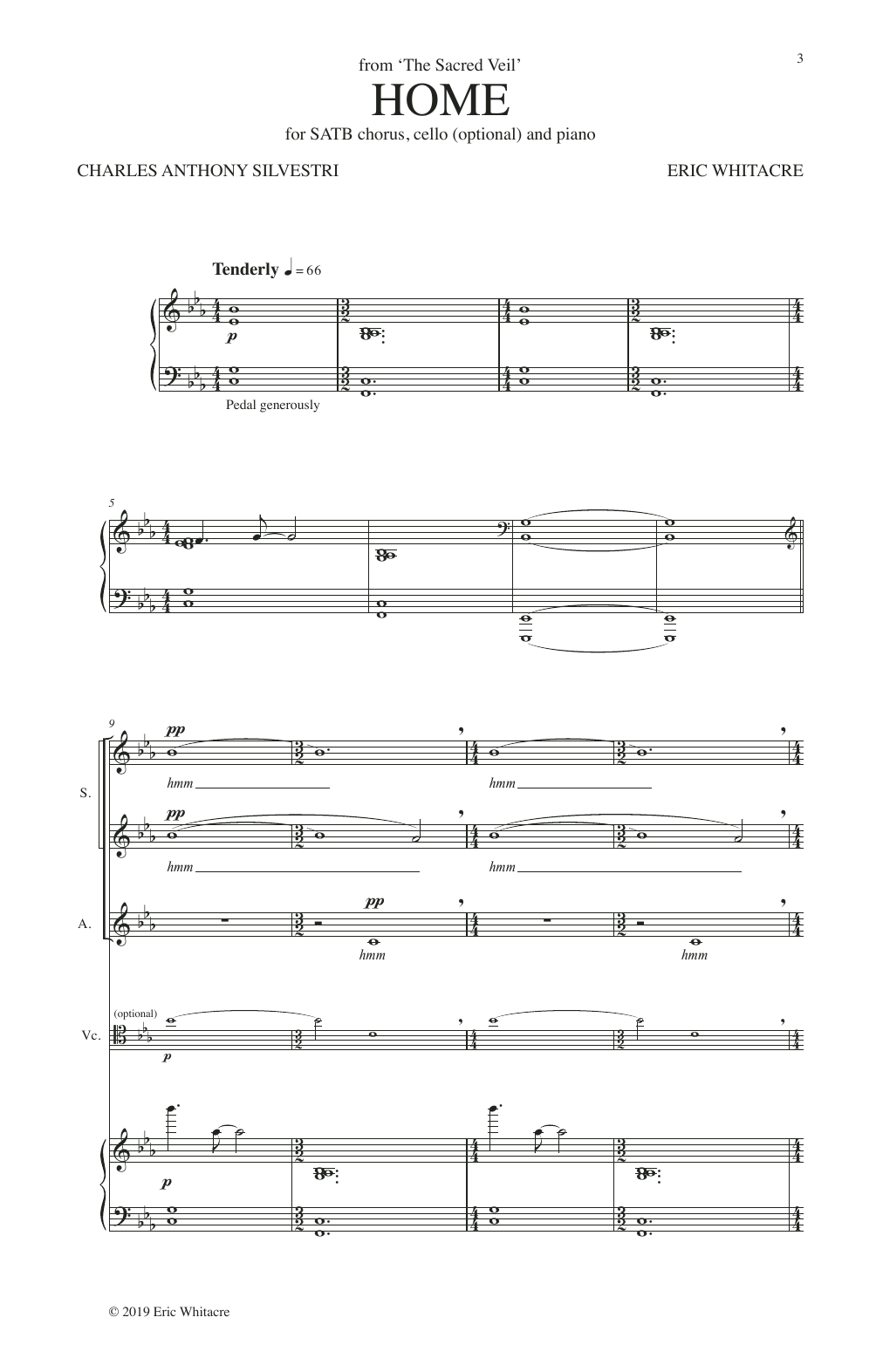 Charles Anthony Silvestri and Eric Whitacre Home (from The Sacred Veil) sheet music notes and chords arranged for SATB Choir