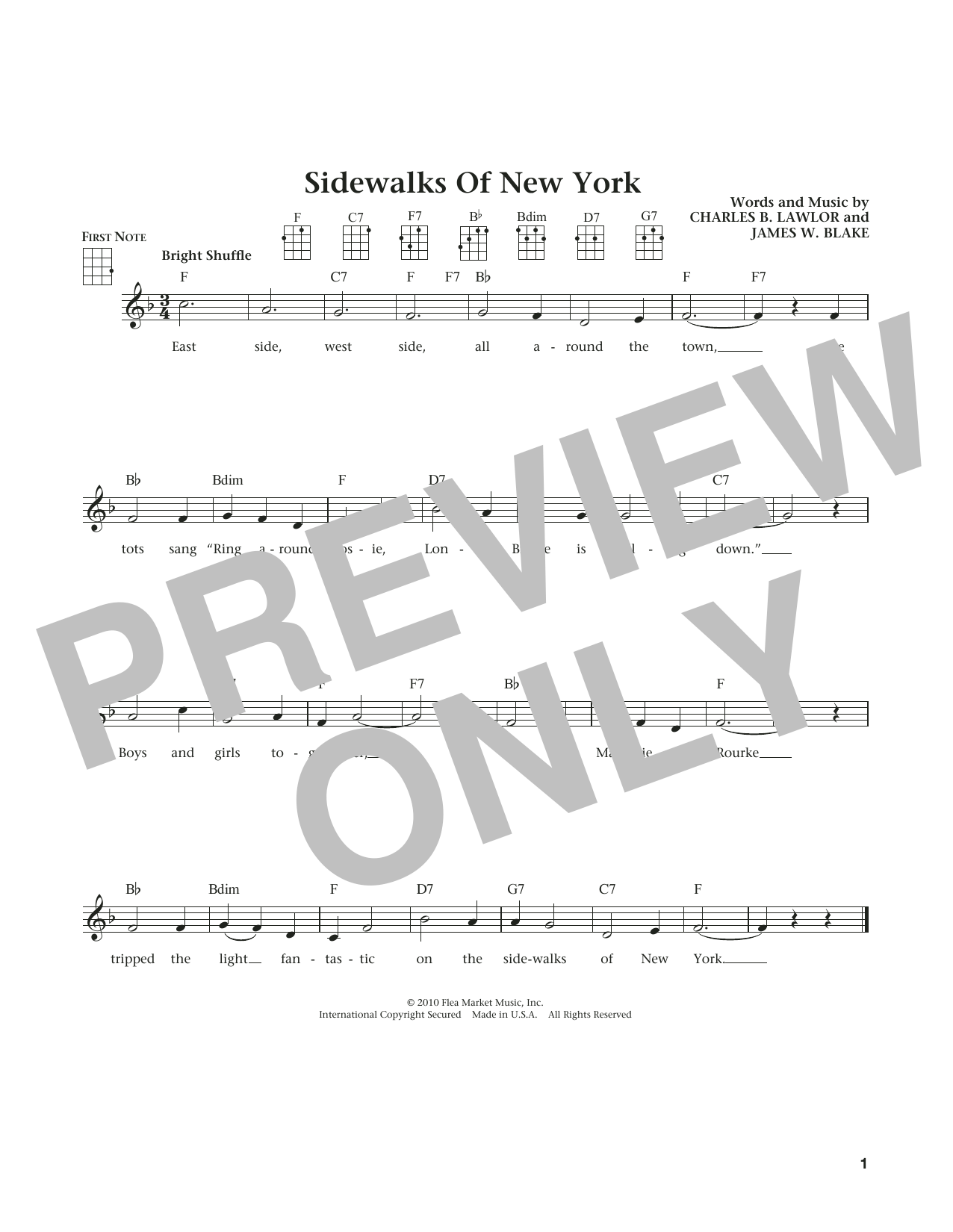 Charles B. Lawlor Sidewalks Of New York (from The Daily Ukulele) (arr. Liz and Jim Beloff) sheet music notes and chords arranged for Ukulele