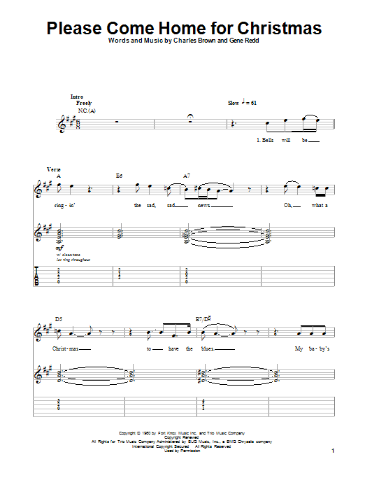 Charles Brown Please Come Home For Christmas sheet music notes and chords arranged for Ukulele