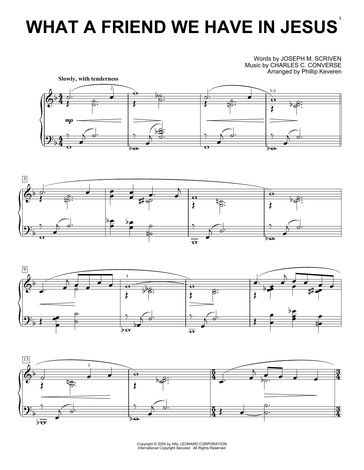 Charles C. Converse What A Friend We Have In Jesus [Jazz version] (arr. Phillip Keveren) sheet music notes and chords arranged for Piano Solo