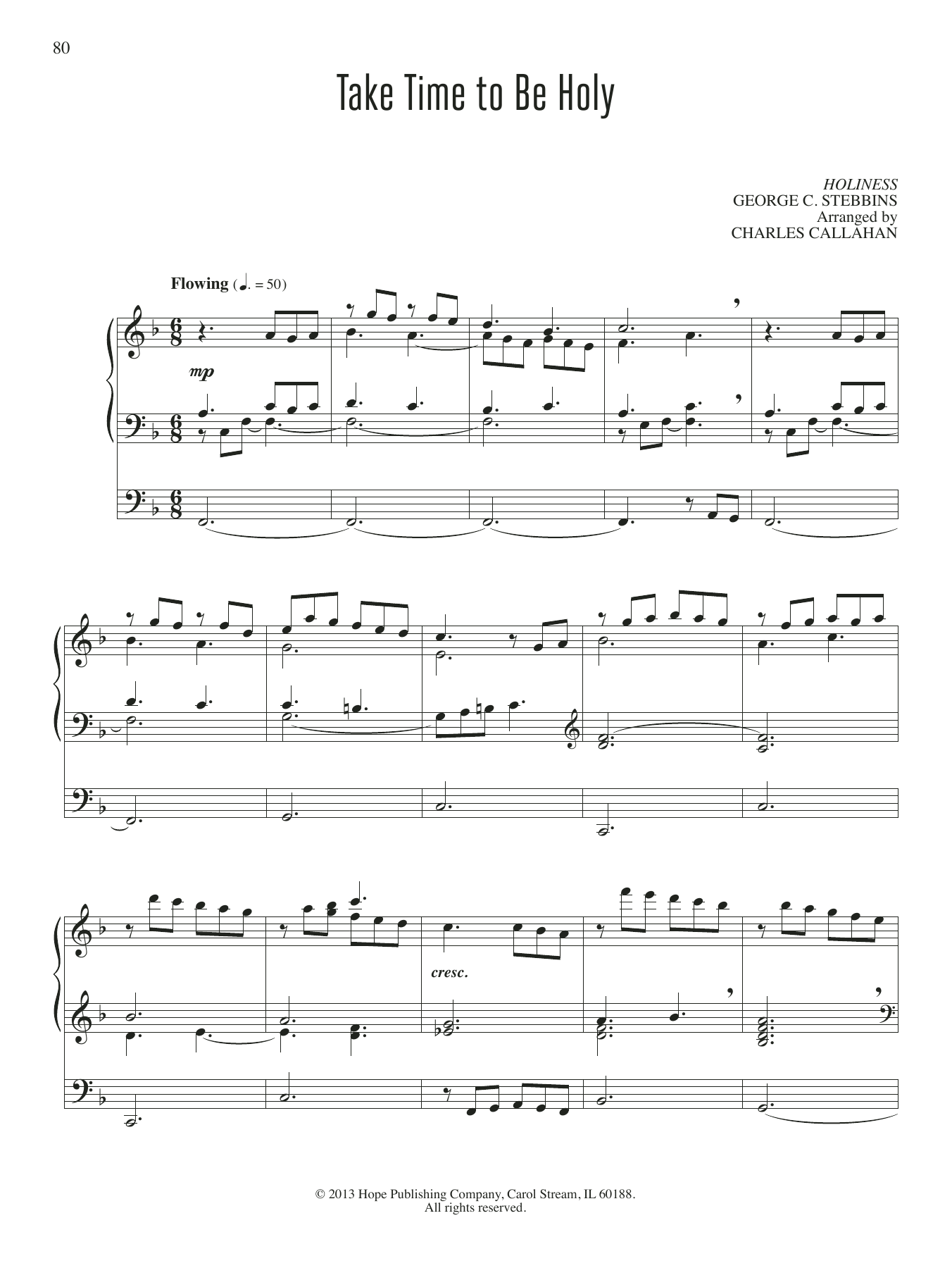 Charles Callahan Take Time To Be Holy sheet music notes and chords arranged for Organ