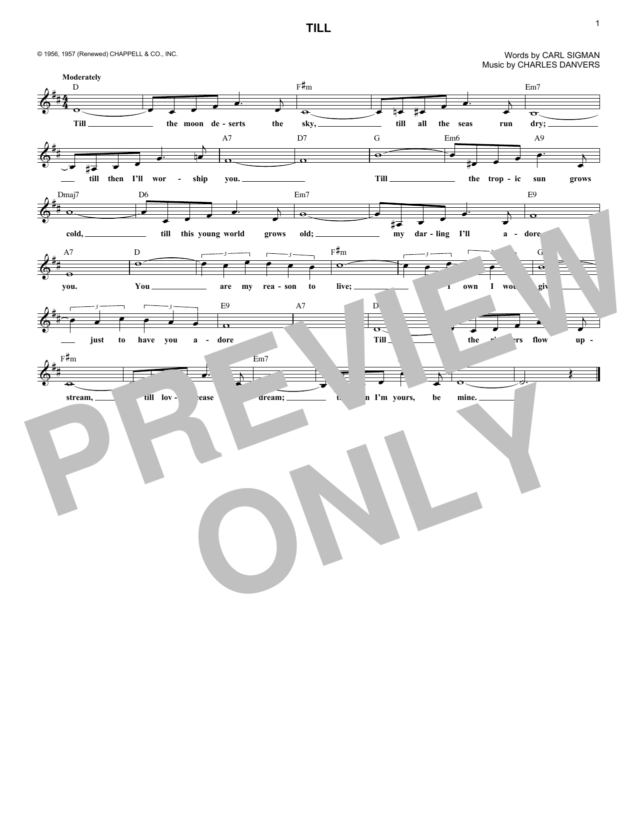 Charles Danvers Till sheet music notes and chords arranged for Lead Sheet / Fake Book
