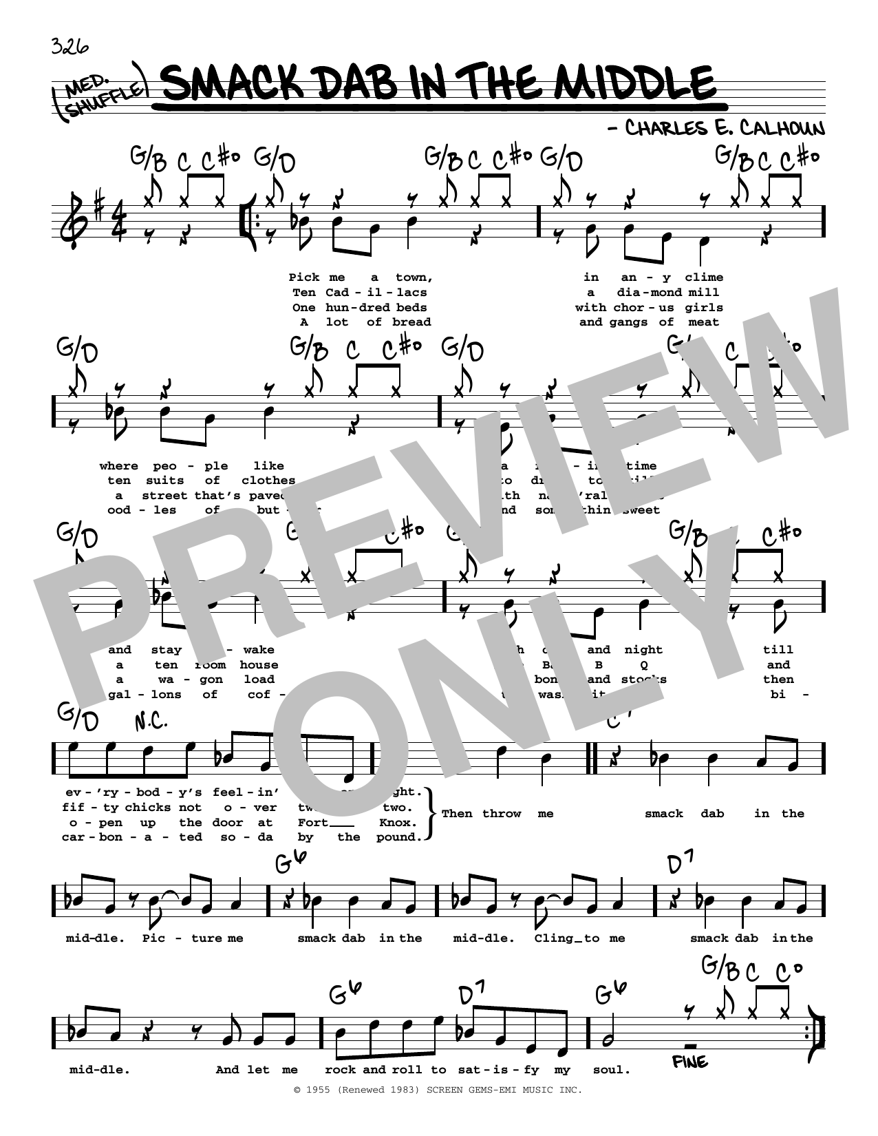 Charles E. Calhoun Smack Dab In The Middle (High Voice) sheet music notes and chords arranged for Real Book – Melody, Lyrics & Chords
