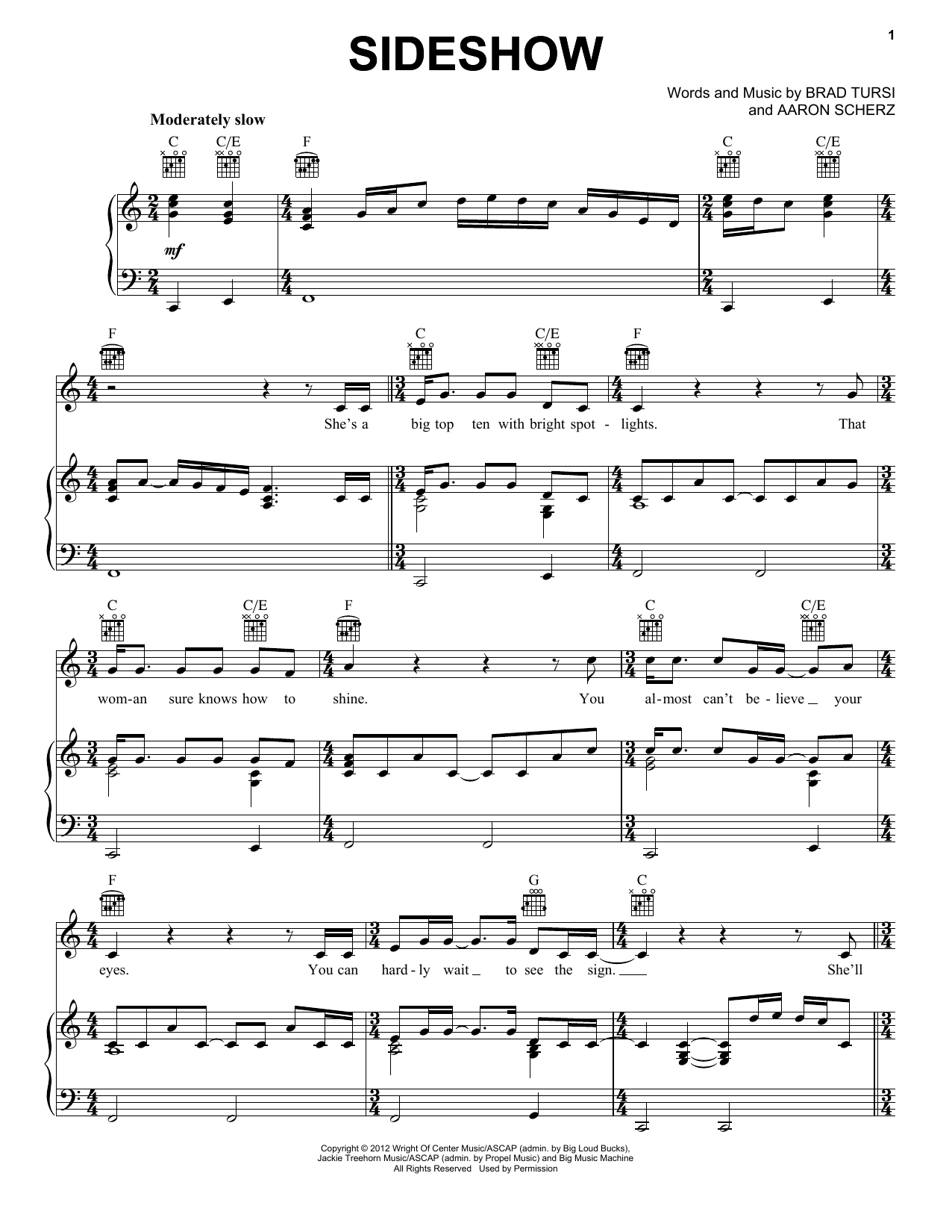 Charles Esten Sideshow sheet music notes and chords arranged for Piano, Vocal & Guitar Chords (Right-Hand Melody)