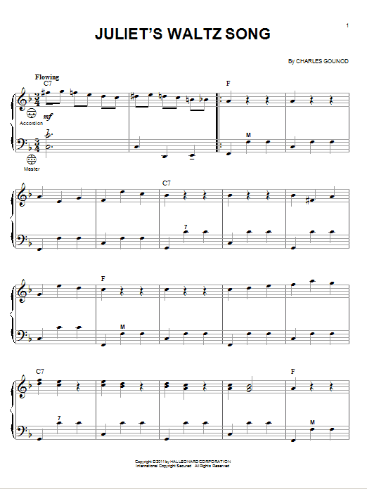 Charles Gounod Juliet's Waltz Song sheet music notes and chords arranged for Accordion