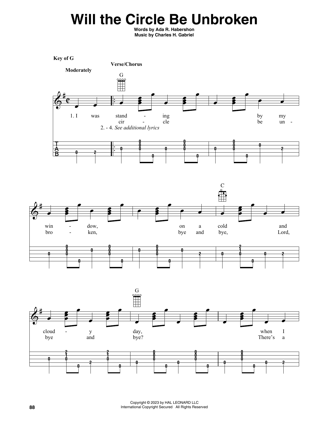 Charles H. Gabriel Will The Circle Be Unbroken (arr. Fred Sokolow) sheet music notes and chords arranged for Banjo Tab