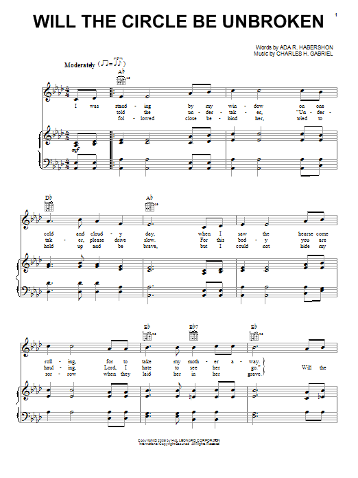 Charles H. Gabriel Will The Circle Be Unbroken sheet music notes and chords arranged for ChordBuddy