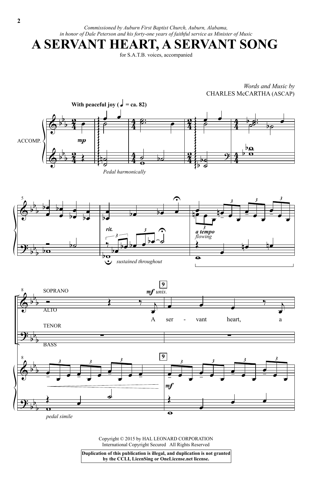 Charles McCartha A Servant Heart, A Servant Song sheet music notes and chords arranged for SATB Choir