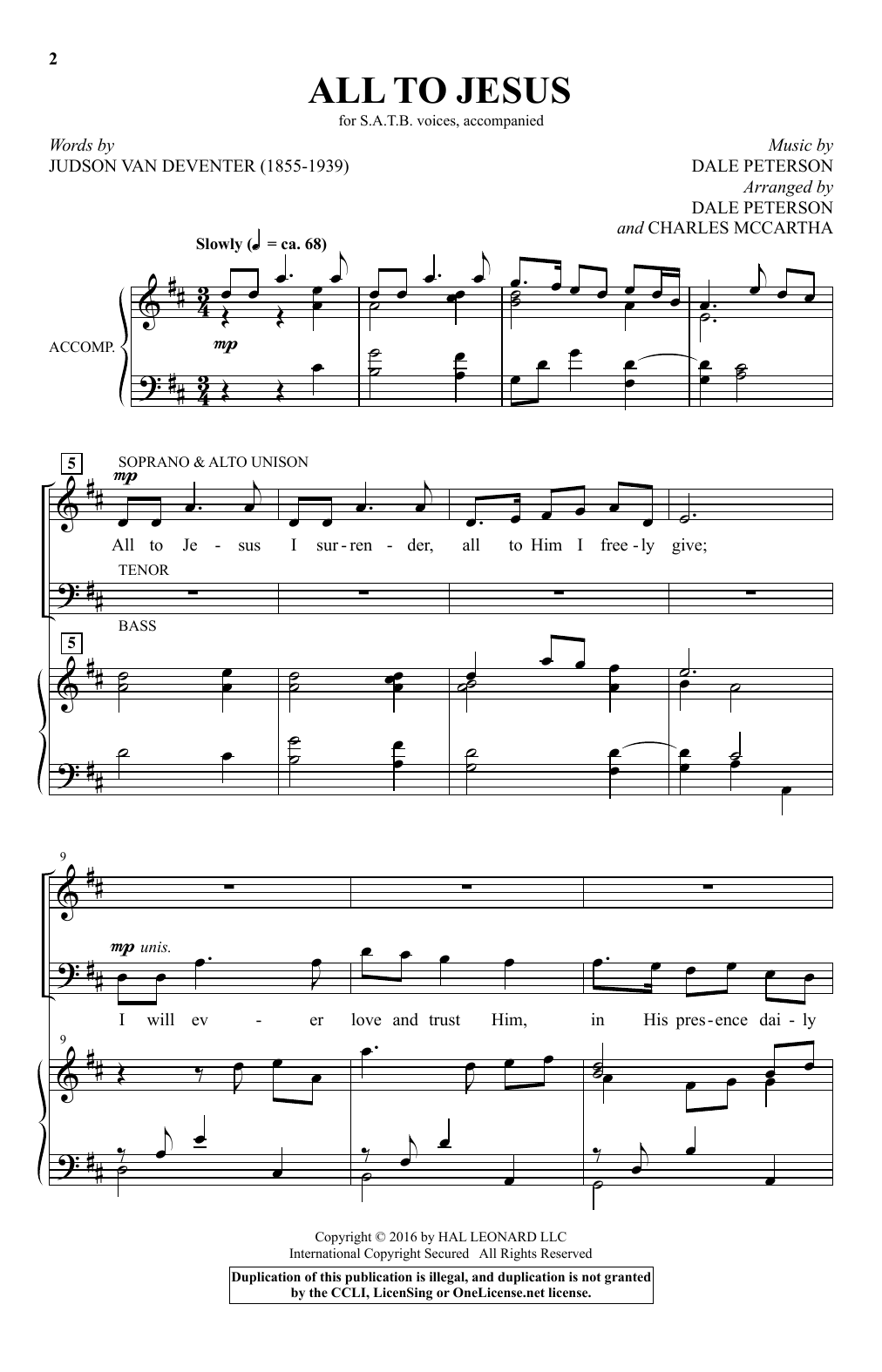 Charles McCartha All To Jesus sheet music notes and chords arranged for SATB Choir