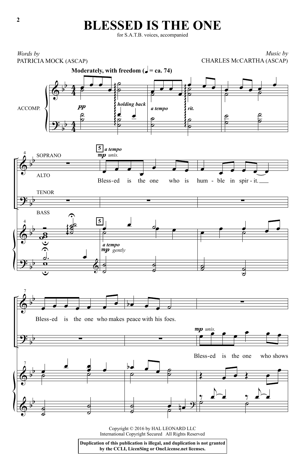 Charles McCartha Blessed Is The One sheet music notes and chords arranged for SATB Choir