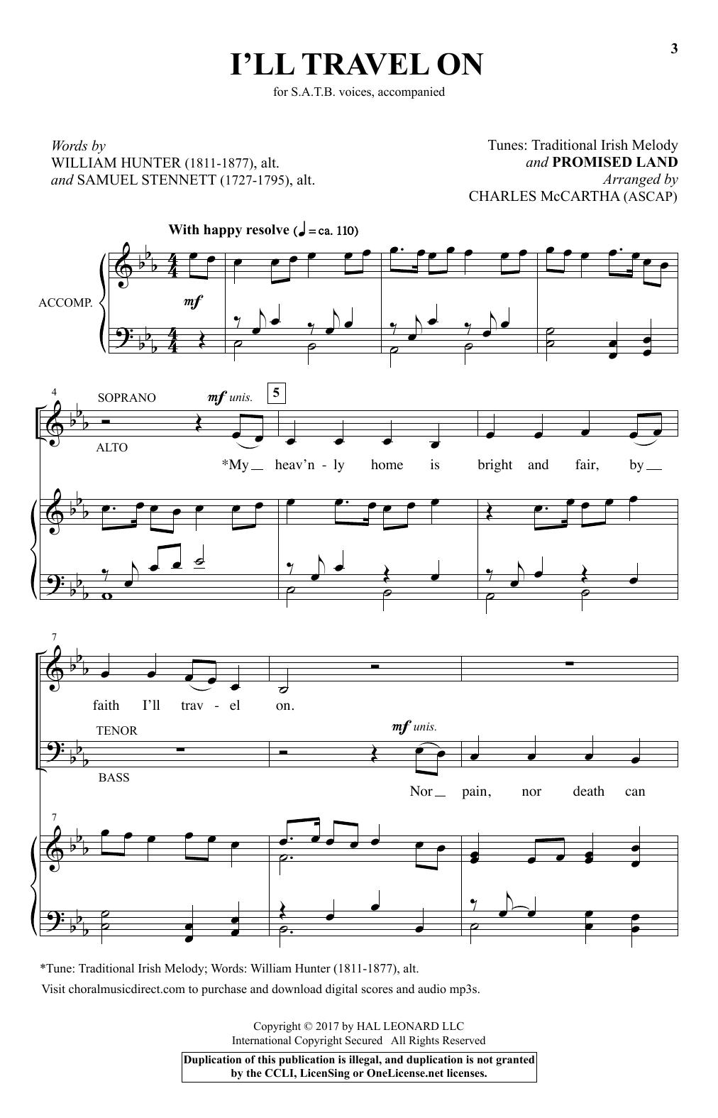 Charles McCartha I'll Travel On sheet music notes and chords arranged for SATB Choir