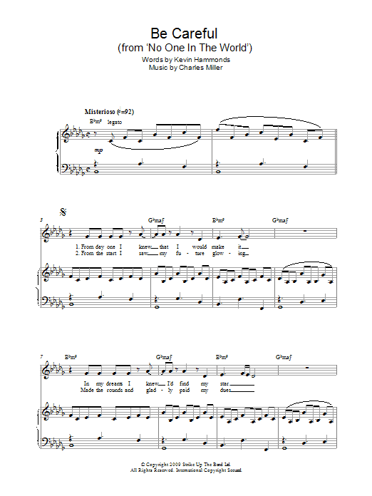 Charles Miller & Kevin Hammonds Be Careful (from No One In The World) sheet music notes and chords arranged for Easy Piano