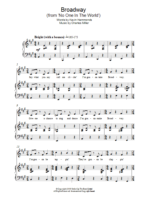 Charles Miller & Kevin Hammonds Broadway (from No One In The World) sheet music notes and chords arranged for Easy Piano