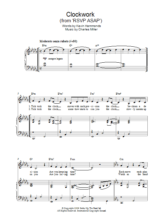 Charles Miller & Kevin Hammonds Clockwork (from RSVP ASAP) sheet music notes and chords arranged for Easy Piano