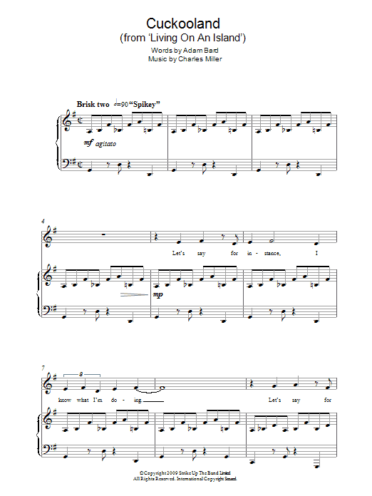 Charles Miller & Adam Bard Cuckooland (from Living On An Island) sheet music notes and chords arranged for Easy Piano