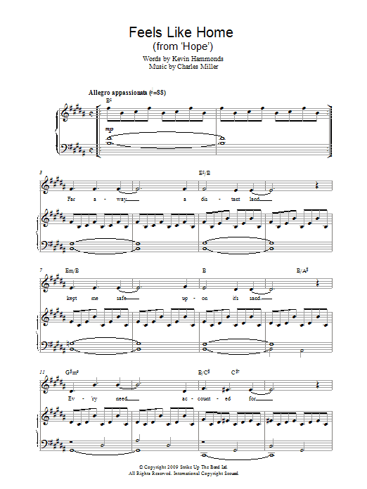 Charles Miller & Kevin Hammonds Feels Like Home (from Hope) sheet music notes and chords arranged for Easy Piano