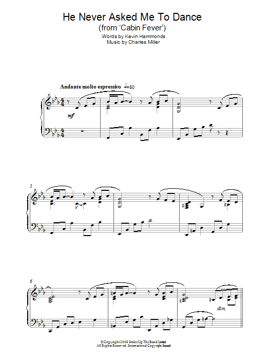 Charles Miller & Kevin Hammonds He Never Asked Me To Dance (from Cabin Fever) sheet music notes and chords arranged for Easy Piano