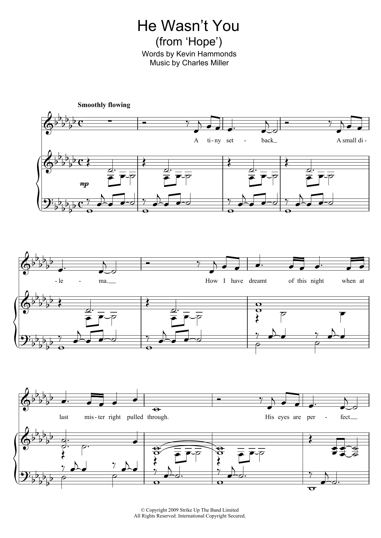 Charles Miller He Wasn't You (from Hope) sheet music notes and chords arranged for Piano & Vocal