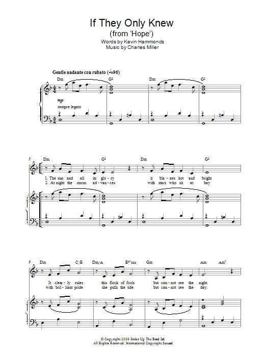 Charles Miller & Kevin Hammonds If They Only Knew (from Hope) sheet music notes and chords arranged for Easy Piano