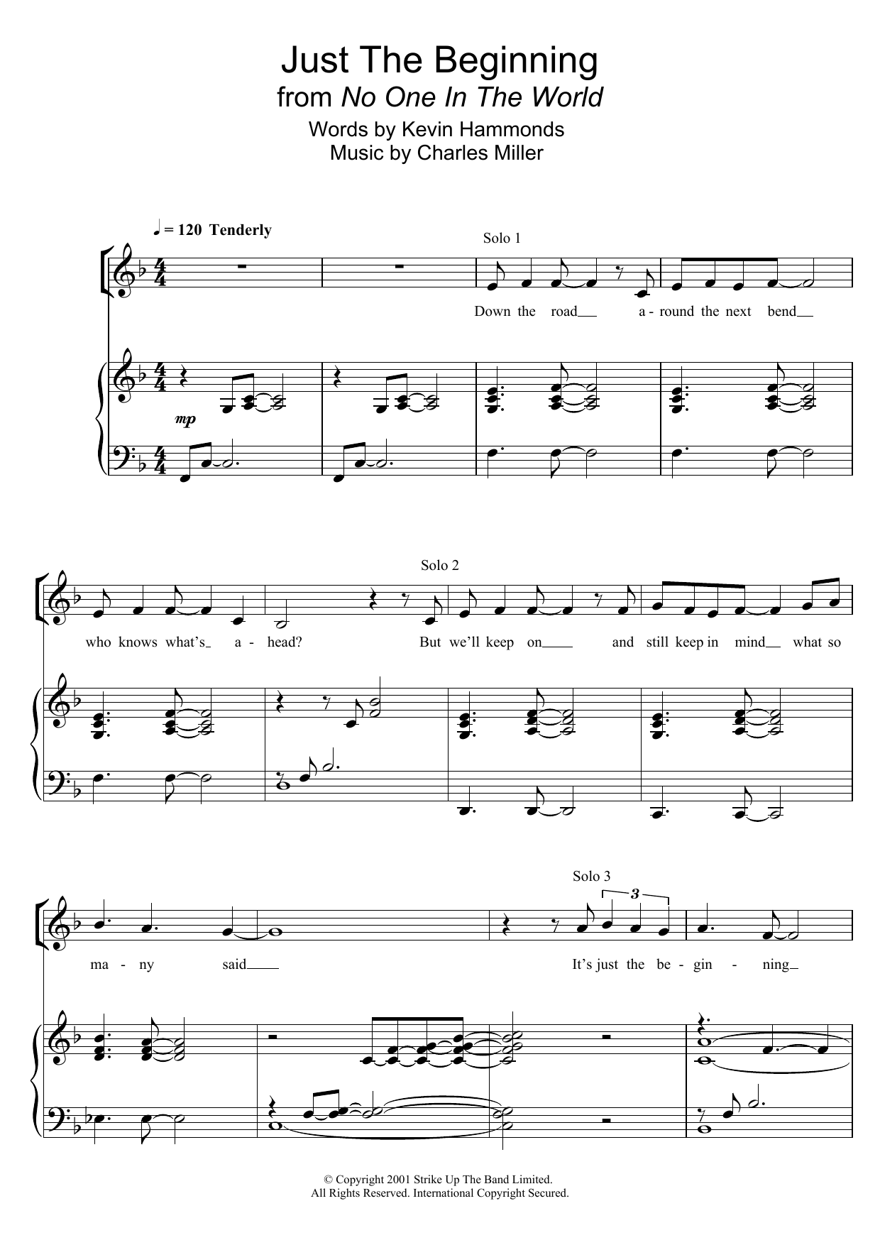 Charles Miller Just The Beginning (From No One In The World) sheet music notes and chords arranged for Piano & Vocal
