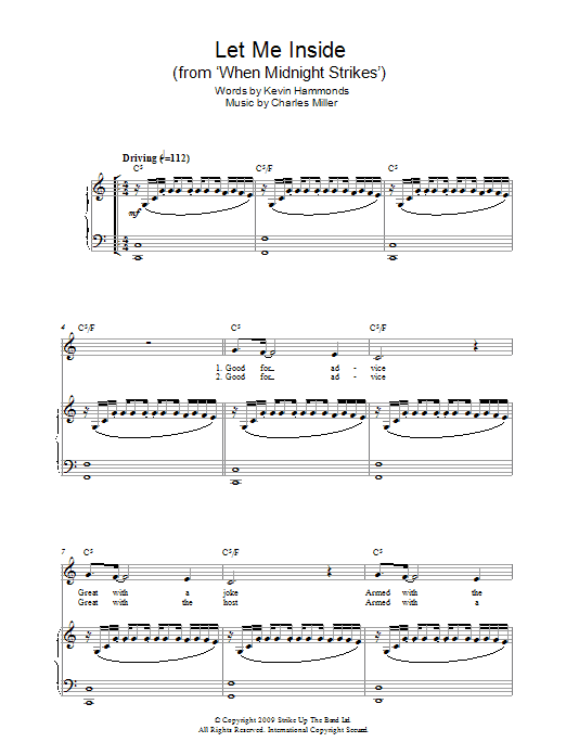 Charles Miller & Kevin Hammonds Let Me Inside (from When Midnight Strikes) sheet music notes and chords arranged for Easy Piano