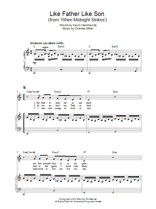 Charles Miller & Kevin Hammonds Like Father Like Son (from When Midnight Strikes) sheet music notes and chords arranged for Easy Piano
