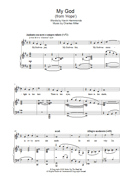 Charles Miller & Kevin Hammonds My God (from Hope) sheet music notes and chords arranged for Easy Piano