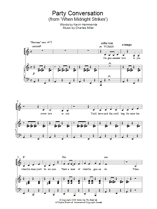 Charles Miller & Kevin Hammonds Party Conversation (from When Midnight Strikes) sheet music notes and chords arranged for Easy Piano