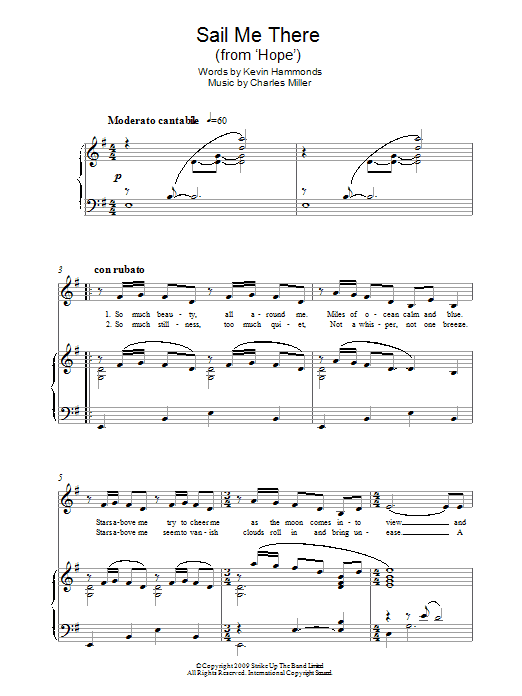 Charles Miller & Kevin Hammonds Sail Me There (from Hope) sheet music notes and chords arranged for Easy Piano