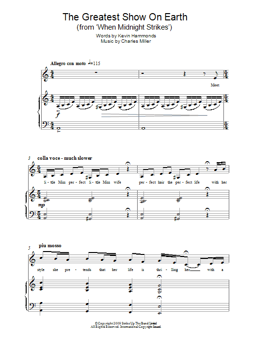 Charles Miller & Kevin Hammonds The Greatest Show On Earth (from When Midnight Strikes) sheet music notes and chords arranged for Easy Piano