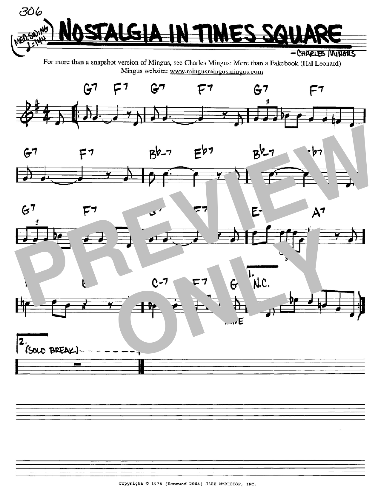 Charles Mingus Nostalgia In Times Square sheet music notes and chords arranged for Real Book – Melody & Chords – Bb Instruments