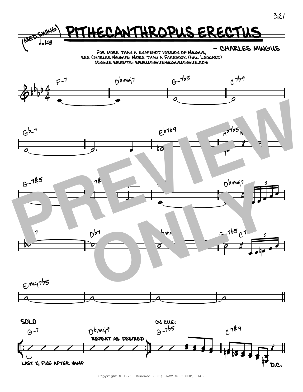 Charles Mingus Pithecanthropus Erectus [Reharmonized version] (arr. Jack Grassel) sheet music notes and chords arranged for Real Book – Melody & Chords