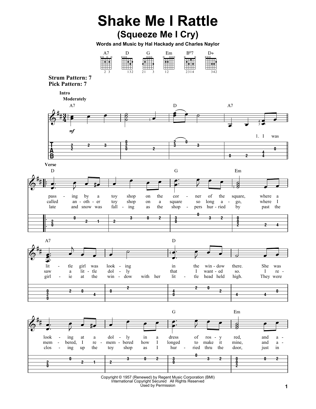 Charles Naylor Shake Me I Rattle (Squeeze Me I Cry) sheet music notes and chords arranged for Easy Guitar Tab