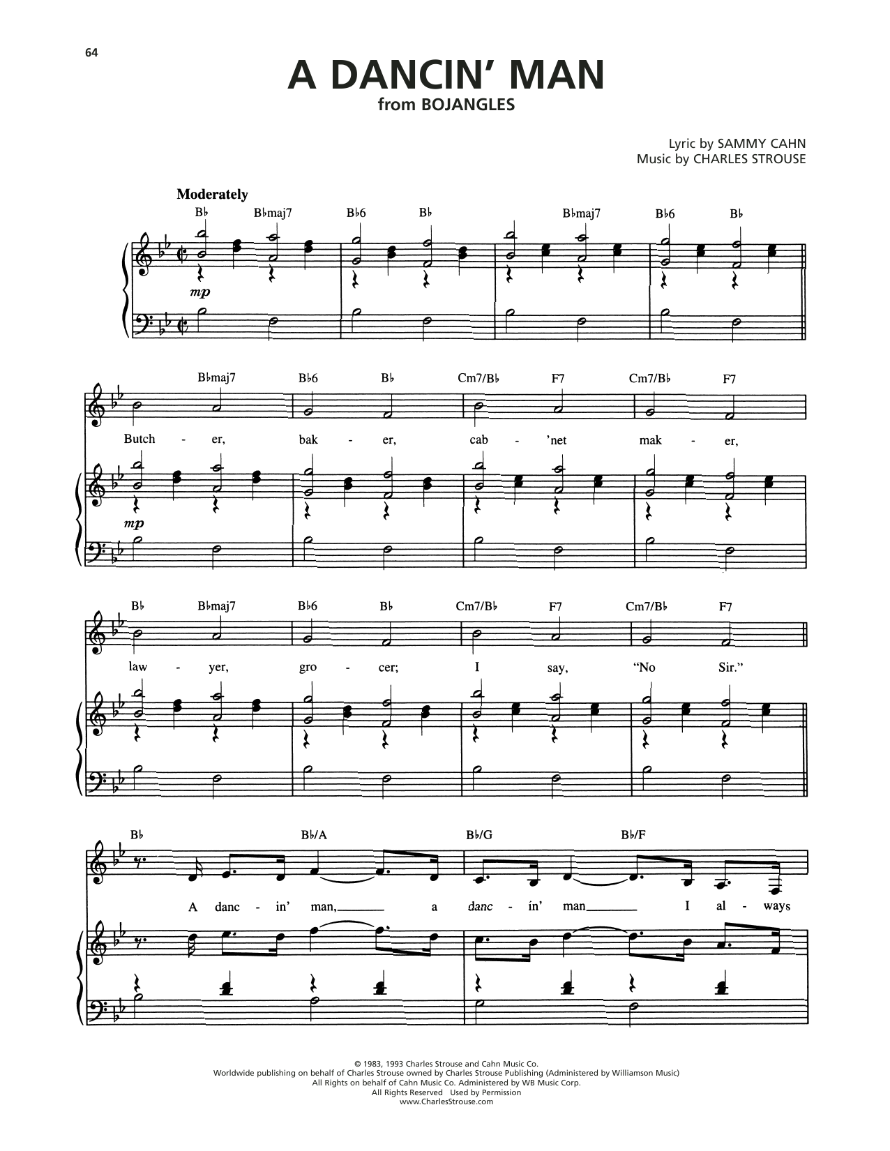 Charles Strouse A Dancin' Man (from Bojangles) sheet music notes and chords arranged for Piano & Vocal