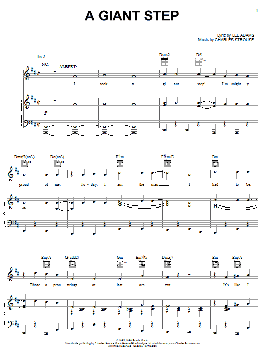 Charles Strouse A Giant Step sheet music notes and chords arranged for Piano, Vocal & Guitar Chords (Right-Hand Melody)