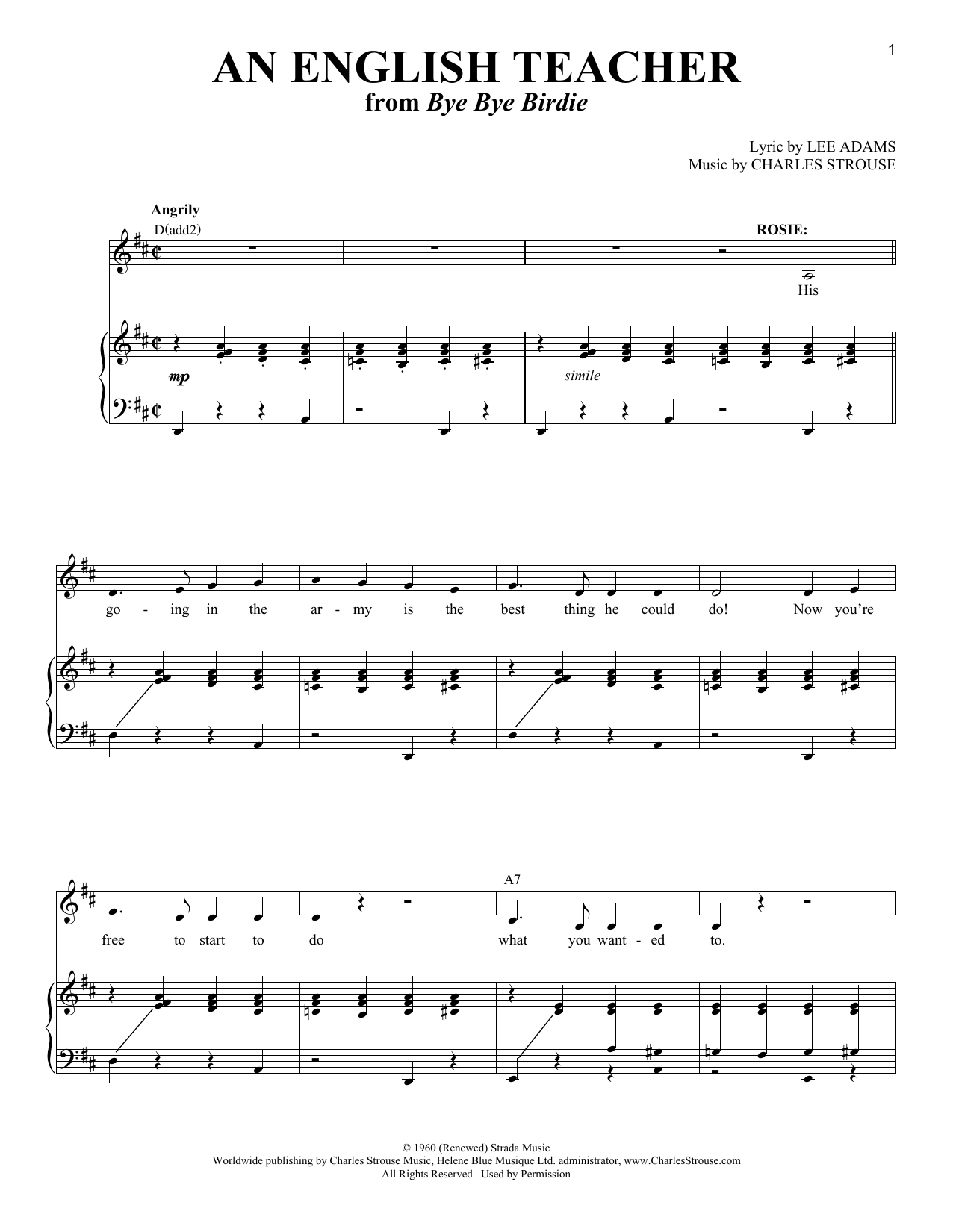 Charles Strouse An English Teacher (from Bye Bye Birdie) sheet music notes and chords arranged for Piano & Vocal