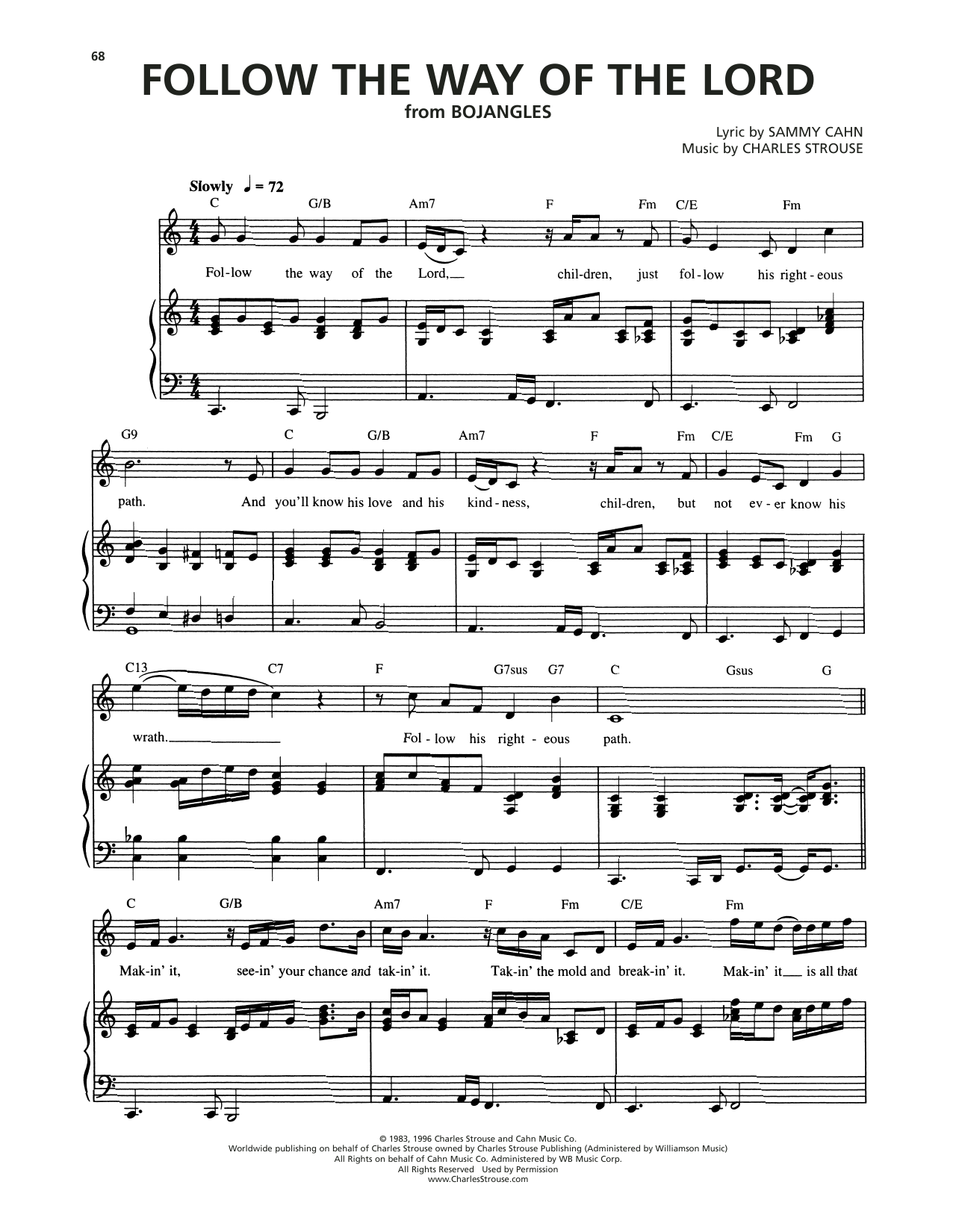 Charles Strouse Follow The Way Of The Lord (from Bojangles) sheet music notes and chords arranged for Piano & Vocal